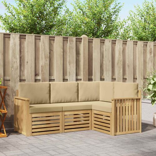 Комплекти дивани 4 pcs Бяло и Бежово 187,5 x 128,5 x 73 см