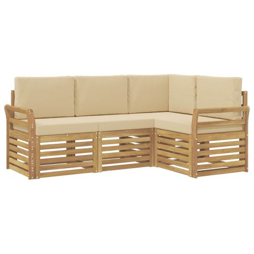 Комплекти дивани 4 pcs Бяло и Бежово 190 x 130,5 x 73 см