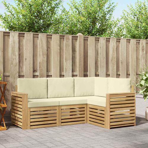 Комплекти дивани 4 pcs Бяло и кремаво 191 x 132,5 x 73 см