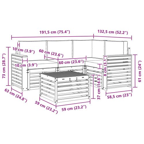 Комплект дивани за открито 5 бр. Бяло и антрацит Полиестер