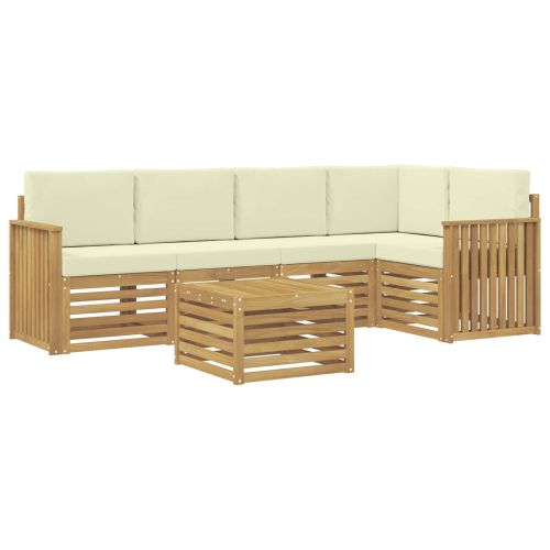 Комплект дивани за открито 6 pcs Бяло и кремаво 59 x 59 x 37 см
