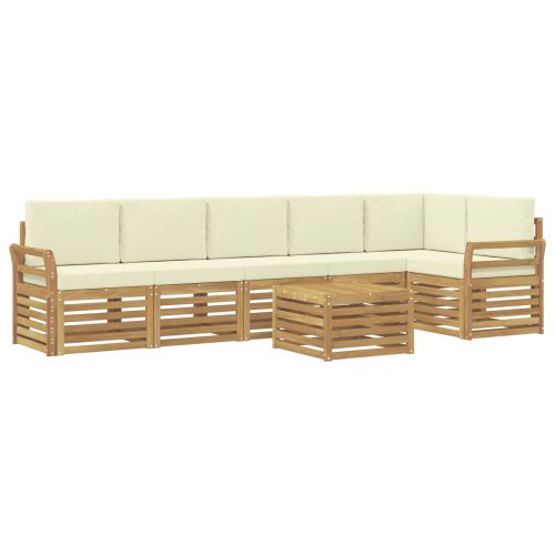 Комплект дивани за открито 7 pcs Бяло и кремаво 59 x 59 x 37 см