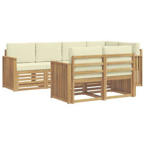Комплект дивани за открито 7 pcs Бяло и кремаво
