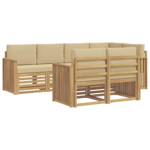 Комплект дивани за открито 7 pcs Бяло и Бежово