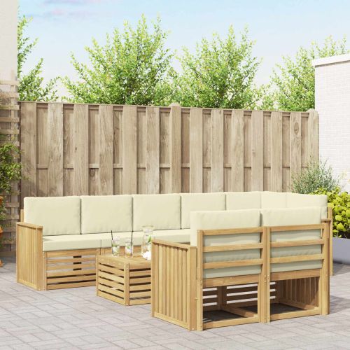 Комплект дивани за открито 9 pcs Бяло и кремаво 59 x 59 x 37 см