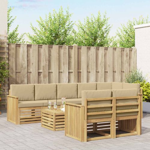 Комплект дивани за открито 9 pcs Бяло и Бежово 59 x 59 x 37 см
