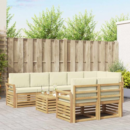 Комплект дивани за открито 9 pcs Бяло и кремаво 59 x 59 x 37 см