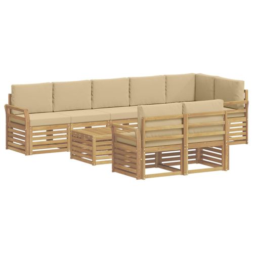 Комплект дивани за открито 9 pcs Бяло и Бежово 59 x 59 x 37 см