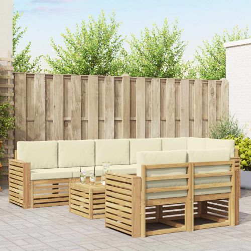 Комплект дивани за открито 9 pcs Бяло и кремаво 59 x 59 x 37 см