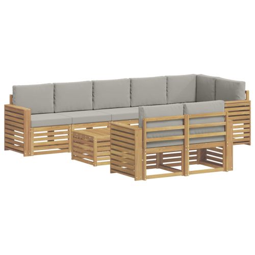 Комплект дивани за открито 9 pcs Бяло и светлосиво