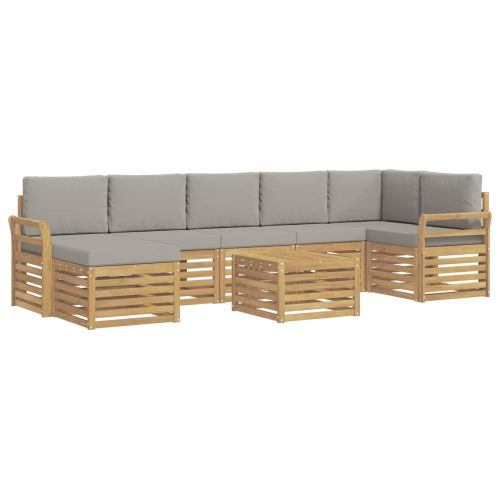 Комплект дивани за открито 8 pcs Бяло и светлосиво