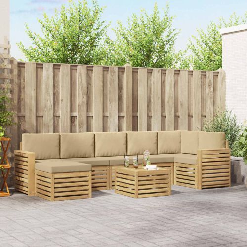 Комплект дивани за открито 8 pcs Бяло и Бежово 59 x 59 x 37 см
