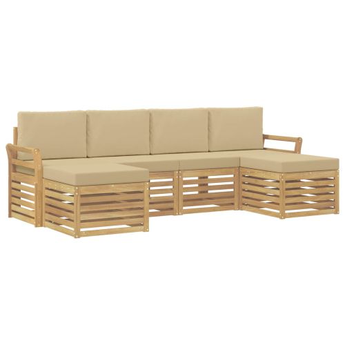 Комплект дивани за открито 6 pcs Бяло и Бежово