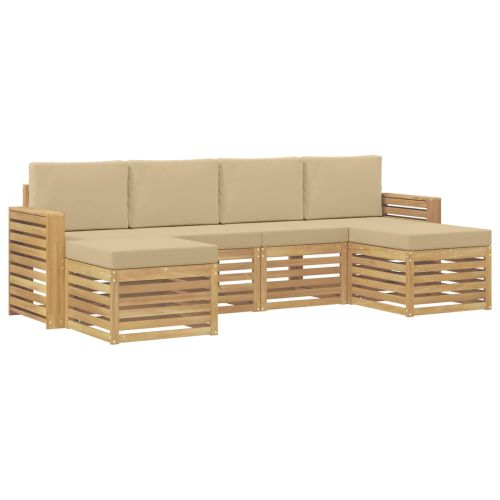 Комплект дивани за открито 6 pcs Бяло и Бежово