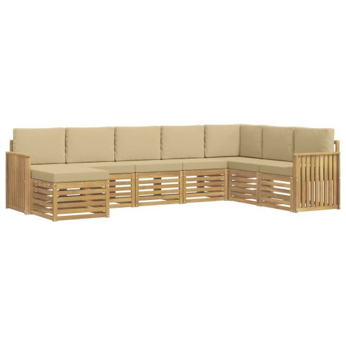 Комплект дивани за открито 8 pcs Бяло и Бежово