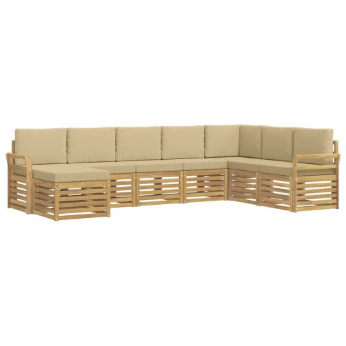Комплект дивани за открито 8 pcs Бяло и Бежово