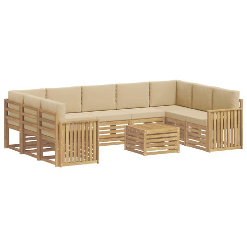Комплект дивани за открито 10 pcs Бяло и Бежово 59 x 59 x 37 см