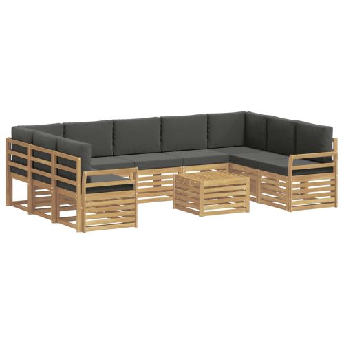 Комплект дивани за открито 10 pcs Бяло и антрацит