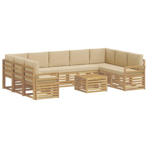 Комплект дивани за открито 10 pcs Бяло и Бежово 59 x 59 x 37 см