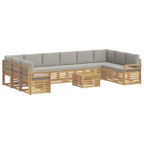 Комплект дивани за открито 11 pcs Бяло и светлосиво