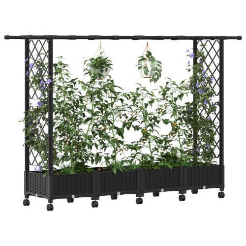 Повдигнато легло с решетка и покривка Черно 203 x 40 x 127 см
