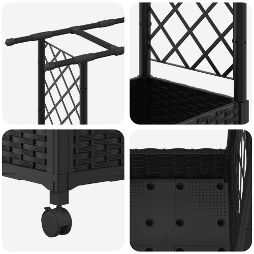 Повдигнато легло с решетка и покривка Черно 203 x 40 x 127 см