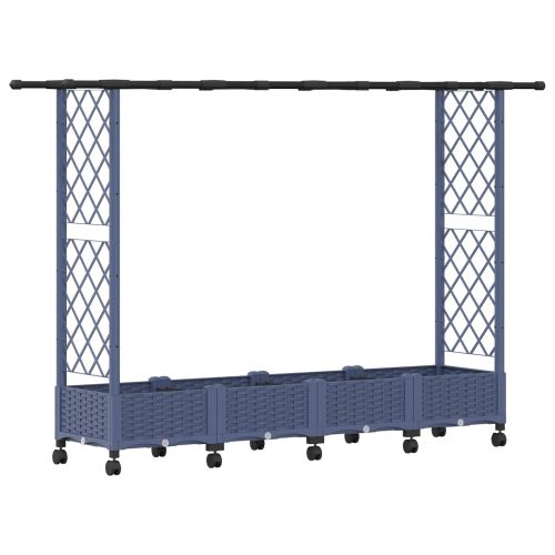 Повдигнато легло с решетка и покривка Сиво 203 x 40 x 127 см ПП