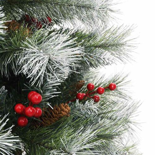С изкуствено коледно дърво Зелен и бял 120 cm