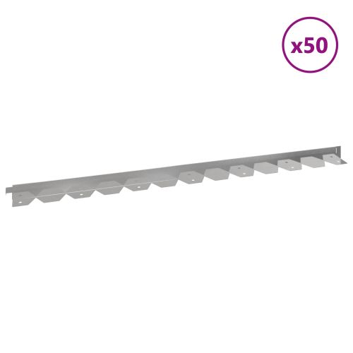 Ограда за трева 50 бр. 102 x 4 x 4 см Стомана Сребристо