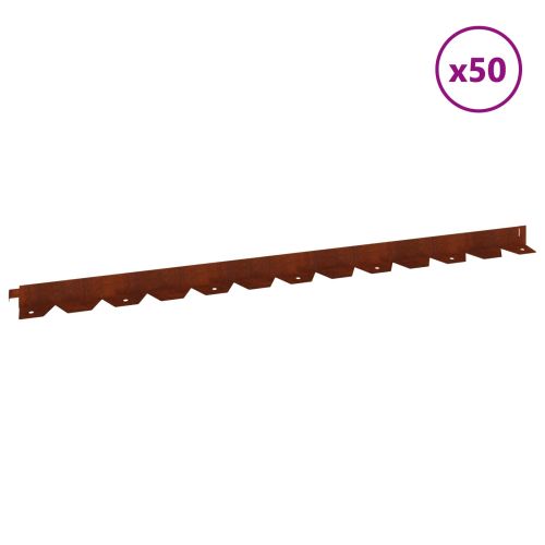 Ограда за трева 50 бр. 102 x 4 x 4 см Стомана Ръждясало