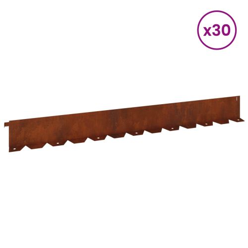 Ограда за трева 30 бр. 102 x 10 x 4 см Стомана Ръждясало