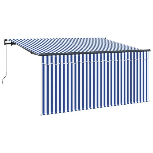 Прибираща се тента Синьо и бяло 300 x 200 cm