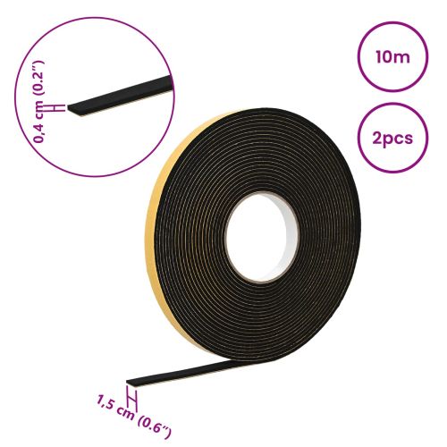 Самоотлепваща се пяна лента 2 pcs Черно 15mm x 10m CR пяна