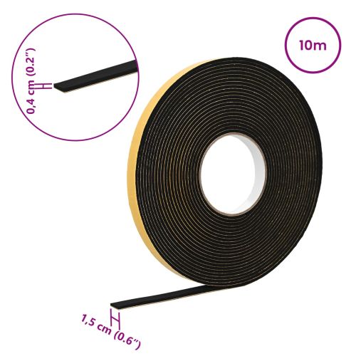 Самоотлепваща се пяна лента 10 бр. Черно 15mm x 10m CR пяна