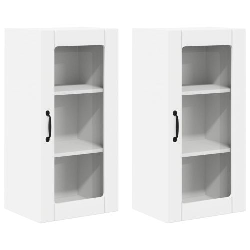 Стенен стъклен шкаф PORTO 2 pcs Бяло 40 x 31 x 80 см