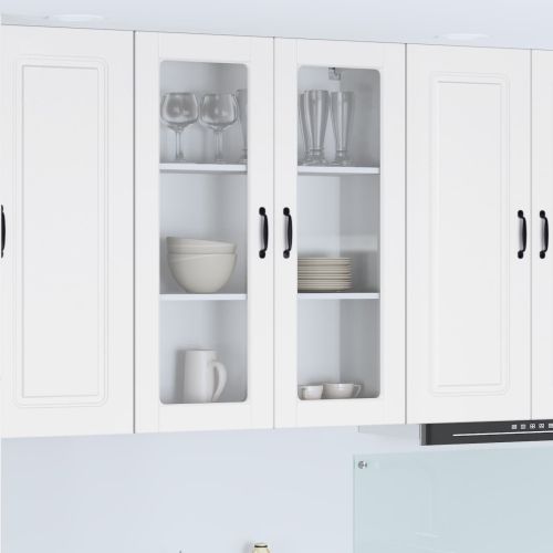 Стенен стъклен шкаф PORTO Бяло 80 x 31 x 100 см Инженерно дърво