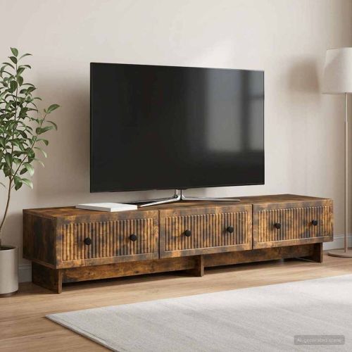 ТВ шкаф 147 x 34,5 x 30 см Опушен дъб Инженерна дървесина
