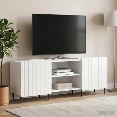 ТВ шкаф Бял гланц 150 x 31 x 52 см Инженерна дървесина