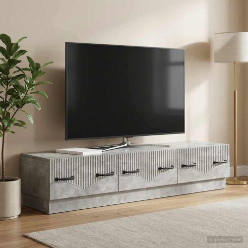 ТВ шкаф Бетонно сиво 147 x 34,5 x 27 см Инженерна дървесина