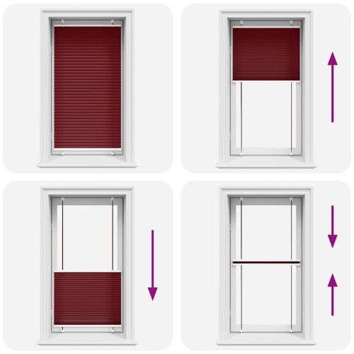 Плисирана щора, бордо червена, 70x100 см, ширина на плата 69,4 см, полиестер
