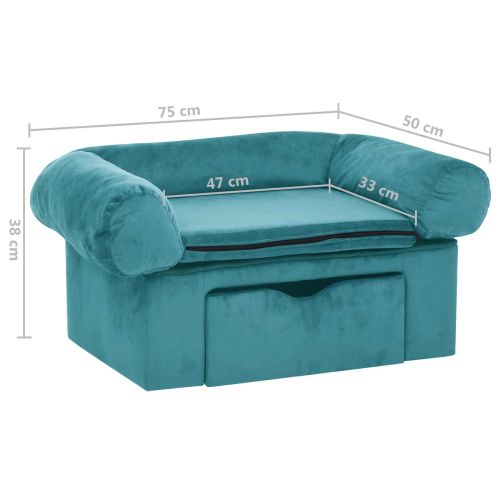 Диван за кучета със съхранение Тюркоаз 75 x 50 x 38см Плюш