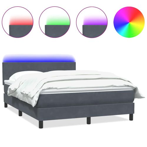 Боксспринг легло с матрак и LED, тъмносиво, 160x210 см, кадифе