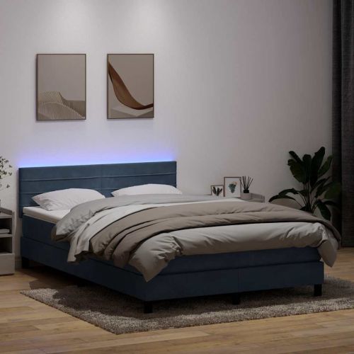 Боксспринг легло с матрак и LED, тъмносиво, 160x210 см, кадифе