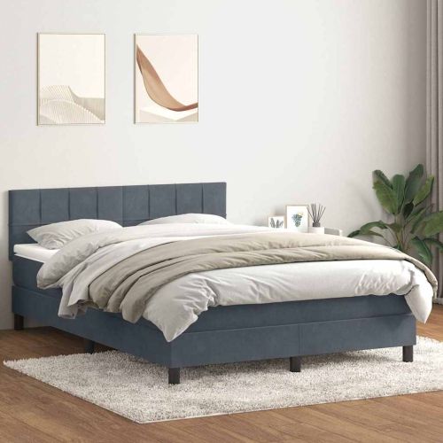 Боксспринг легло с матрак, тъмносиво, 160x210 см, кадифе