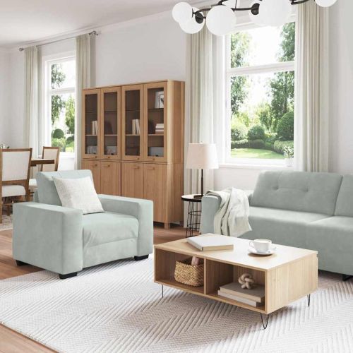 Комплект дивани 3 pcs Светлосиво 221 x 80 x 80 см Кадифе