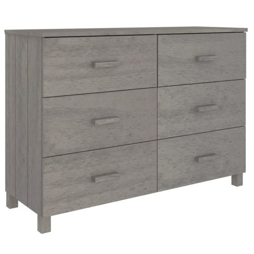 Сайдборд HAMAR, светлосив, 113x40x80 см, борово дърво масив