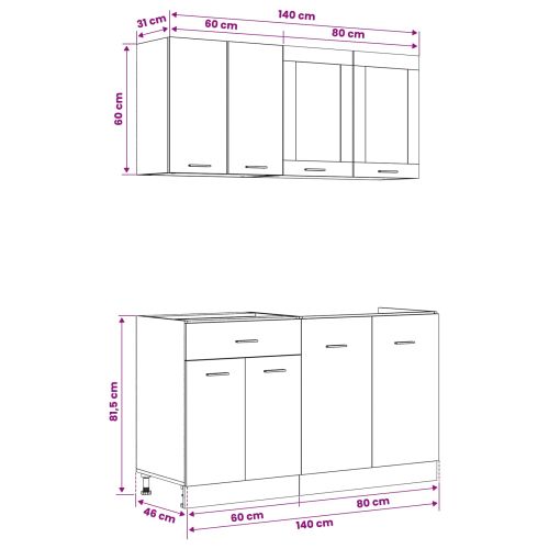 Кухненски единица Lyon 4 pcs Черен дъб Инженерна дървесина
