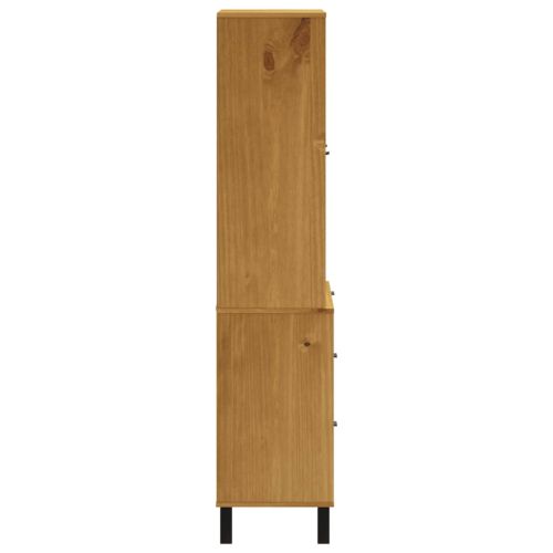 Висок шкаф със стъклени врати FLAM 80x40x180 см бор масив