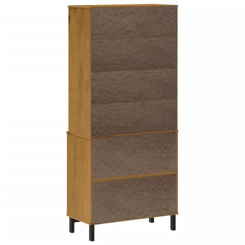 Висок шкаф със стъклени врати FLAM 80x40x180 см бор масив