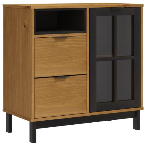 Висок шкаф със стъклени врати FLAM 80x40x180 см бор масив